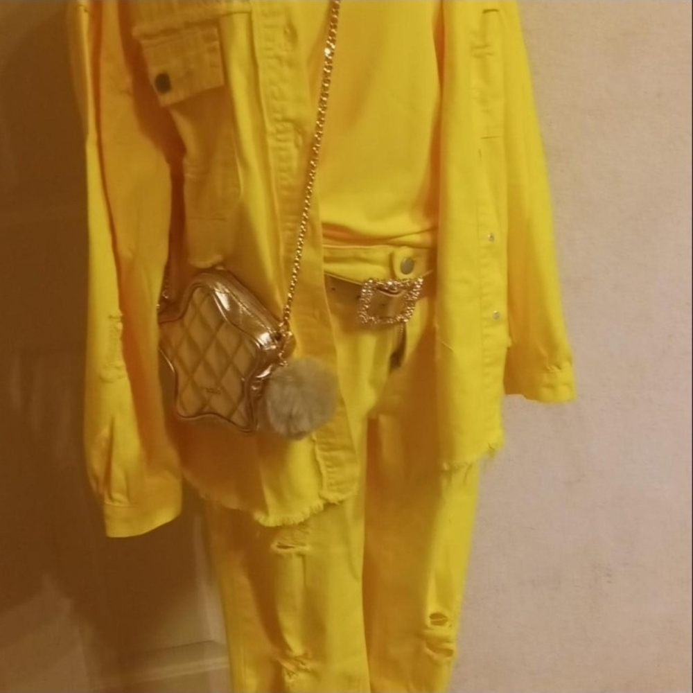 Vibrant Yellow Women's Pants & Jumpsuit Set